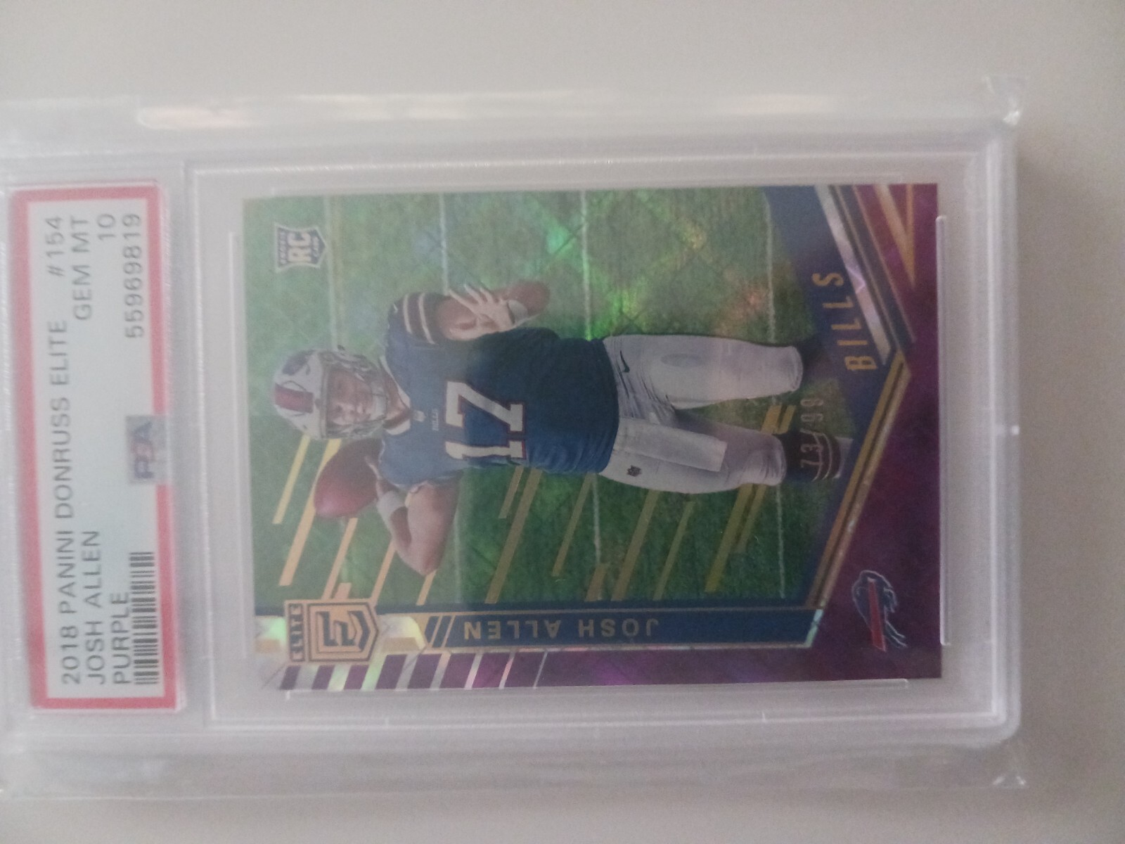 2018 Panini Donruss Elite Purple Josh Allen PSA 10Â 73/99