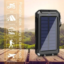 Solar Power Bank Qi Portable Charger 10000mah External Battery