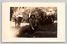 RPPC Man Hunter Bear Horse Mule Real Photo P422A