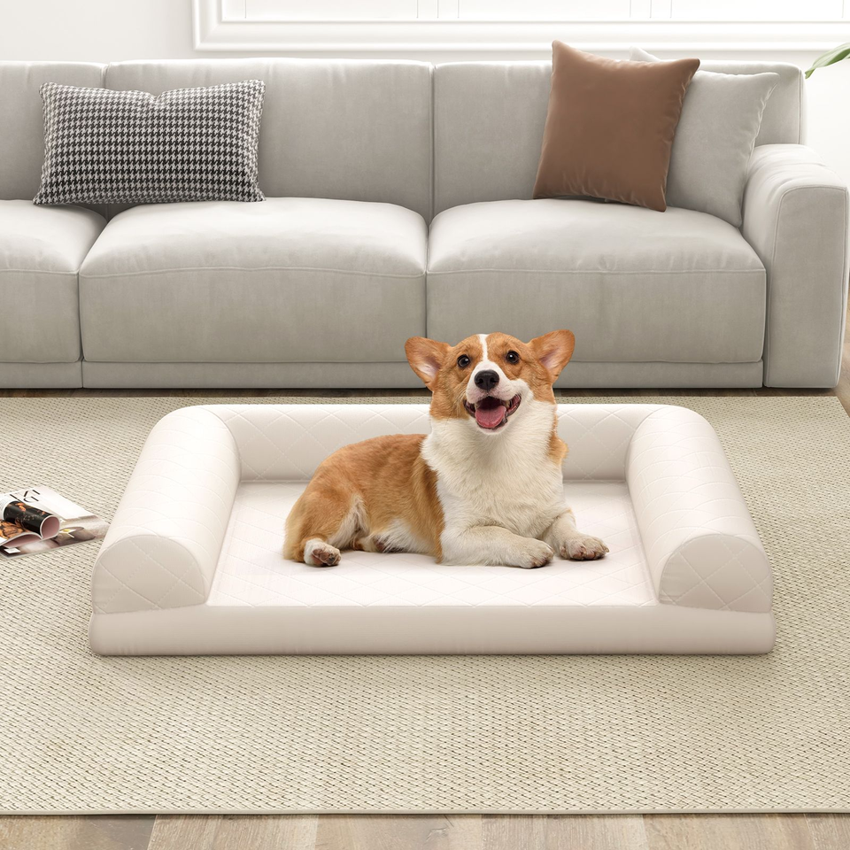 Orthopedic Dog Bed EggFoam Dog Crate Bed with 3Side Bolster eBay