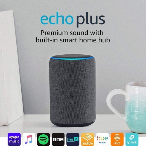 Amazon Echo Plus (2nd Gen) Smart Speaker | Home Hub | Bluetooh, Wifi | Charcoal - Afbeelding 3 van 12
