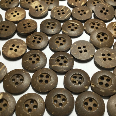 Sustainable Eco Brown Coconut Shell Button Shirt Size 15mm 5/8'' 4hole