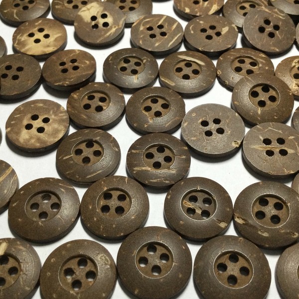 Sustainable Eco Brown Coconut Shell Button Shirt Size 15mm 5/8" 4hole