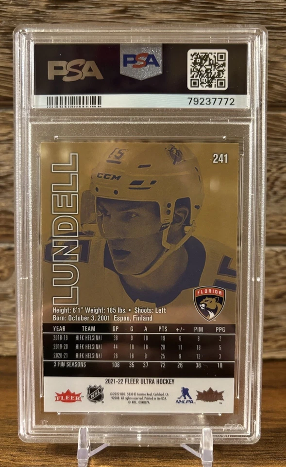 2021-22 Fleer Ultra Rainbow Foil ANTON LUNDELL PSA 9 Mint Rookie RC - Image 2 of 2