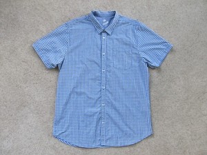 Chef Works Urban Collection Mens Blue Gingham Short Slv Dress Shirt-Restaurant-L