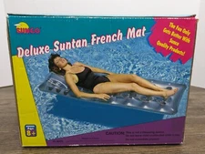 Vintage 1999 Sunco Inflatable Fashion French Mat Pool Raft Float Silver- NEW
