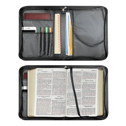PU Leather Book Cover Bible Protective Cover Case With Handle Church Bible Bag - Picture 8 of 16