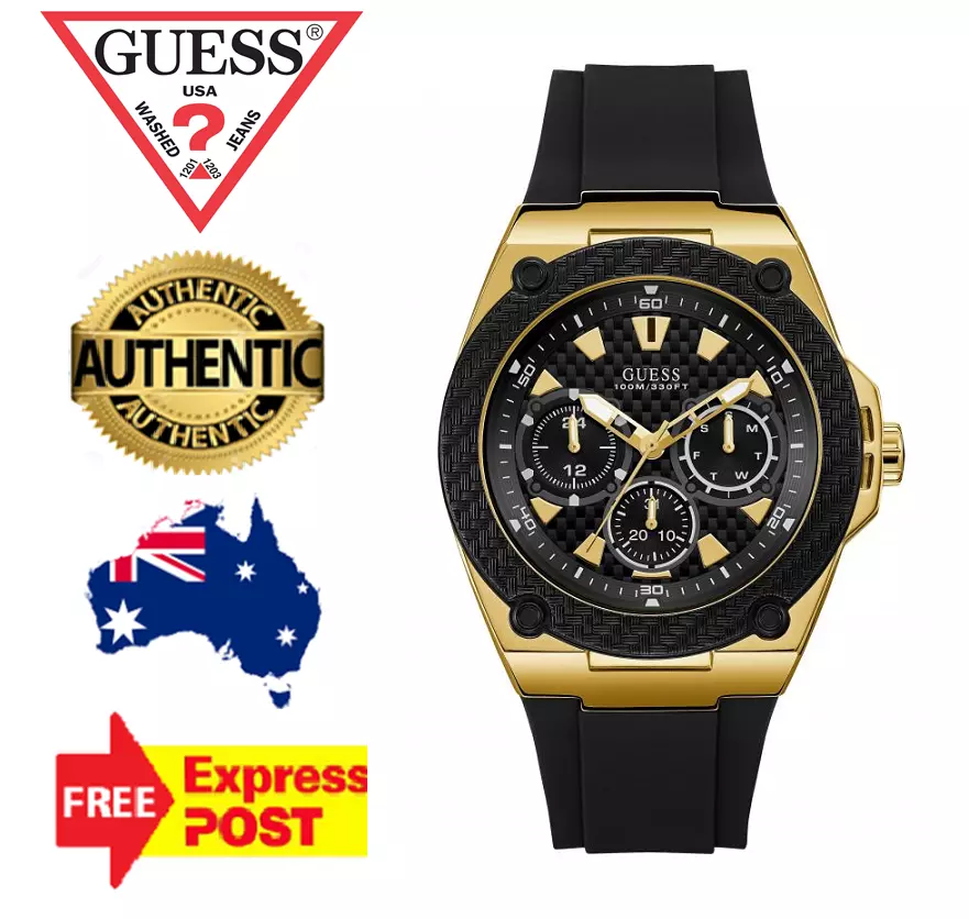 | STAINLESS GUESS W1049G5 QUARTZ BAND STEEL MENS WATCH BLACK/GOLD/SILICONE eBay LEGACY