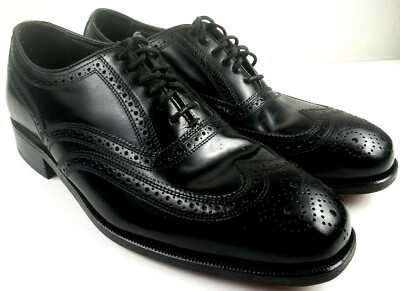 Florsheim Mens Lexington Wingtip Oxford 17066-01 Dress Shoes 9 EEE Black Leather Florsheim 17066-01 Lexington Black Leather Wing Tip Dress  main image 4