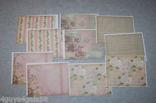 10 ANY OCCASION BLANK CARDS Beige Pink RETRO CHIC WALLPAPER Music Notes ROSES
