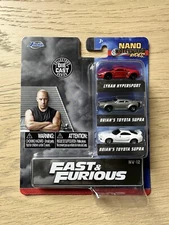 Jada Toys Nano Hollywood Rides Fast & Furious NV12 Set Of 3 Diecast Figures NEW