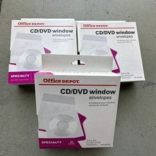 OFFICE DEPOT 560-941 CD/DVD Sleeve Envelope 5 in x 5 in - White - Lot of 3 New