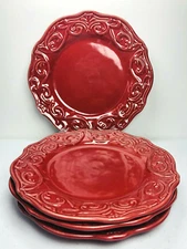 Chris Madden Corvella Red Salad Plates SET of 4 Dessert JCP Home  9 1/8”