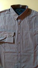 NEW - JEFF BANKS Dress Shirt Size 16 / MEDIUM 100 Cotton Blue  Gray Plaid