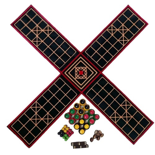 Traditional Chausar, Chopad, Parcheesi, Pachisi, Pagade, Thayam, Ludo, Chopat - Picture 1 of 12