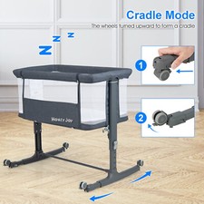 HONEY JOY 3 in 1 Baby Bassinet Folding Crib with Mattress for Newborn