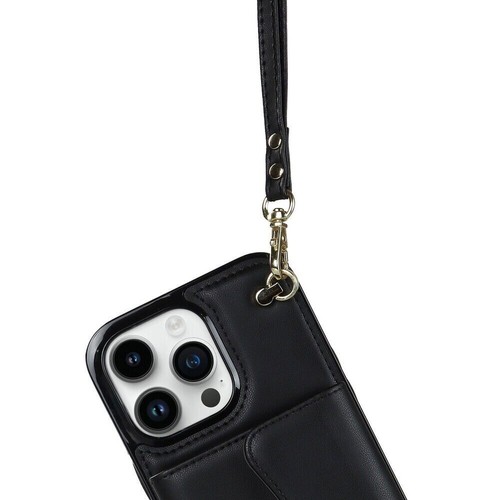 Leather Crossbody Card Wallet Phone Case For iPhone 11 12 13 14 Samsung S22 S23 - Picture 12 of 30