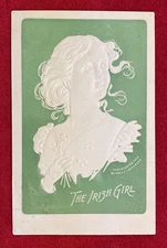 1909 ("THE IRISH GIRL") MISS. {BEAUTIFUL & EMBOSSED} POSTCARD+SCOTT# 331 STAMP!