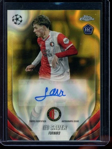 Leo Sauer  2023-24 Topps Chrome UCC - Chrome Auto #CA-LS Gold Lava