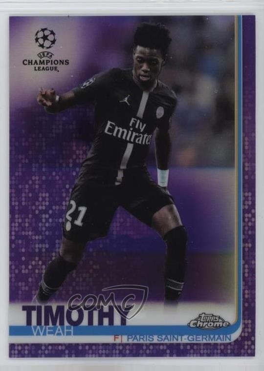 2018-19 Topps Chrome UCL Purple Refractor 232/250 Timothy Weah #92 Rookie RC 5yi