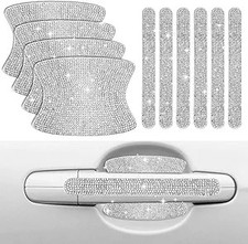 Car Door Handle Scratches Protector - 10PCS Silver Rhinestone Sti Color: White