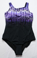 Swimsuits For All Women's High Neck One Piece Swimsuit EH6 Purple Aztec Size 16