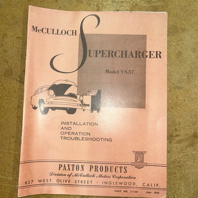 #ad McCulloch Supercharger Repair Manual VR 57 VS 57 Studebaker Shelby Kaiser Paxton $19.40