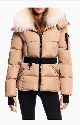 #ad #ad NWT SAM Delila Shearling Collar Down Fill “Honey Sugar” Beige Puffer Jacket $795 $550.00