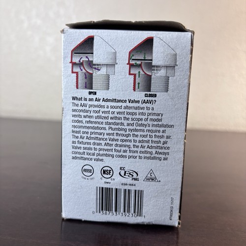 Oatey Sure-Vent Air Admittance Valve PVC 1-1/2 39230 - Picture 9 of 11