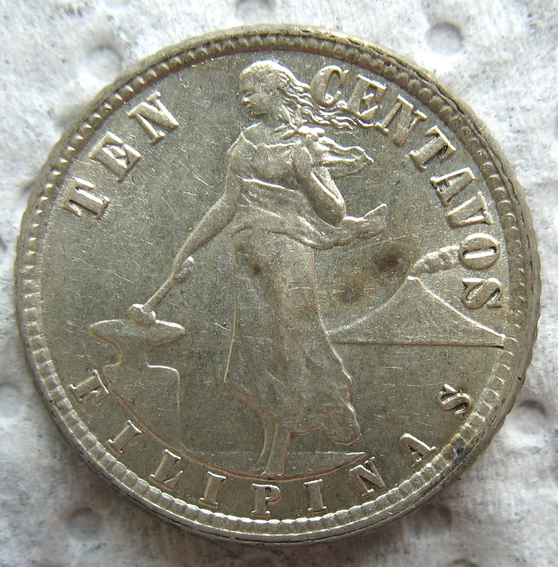 1913-S Philippines Silver 10 Centavos