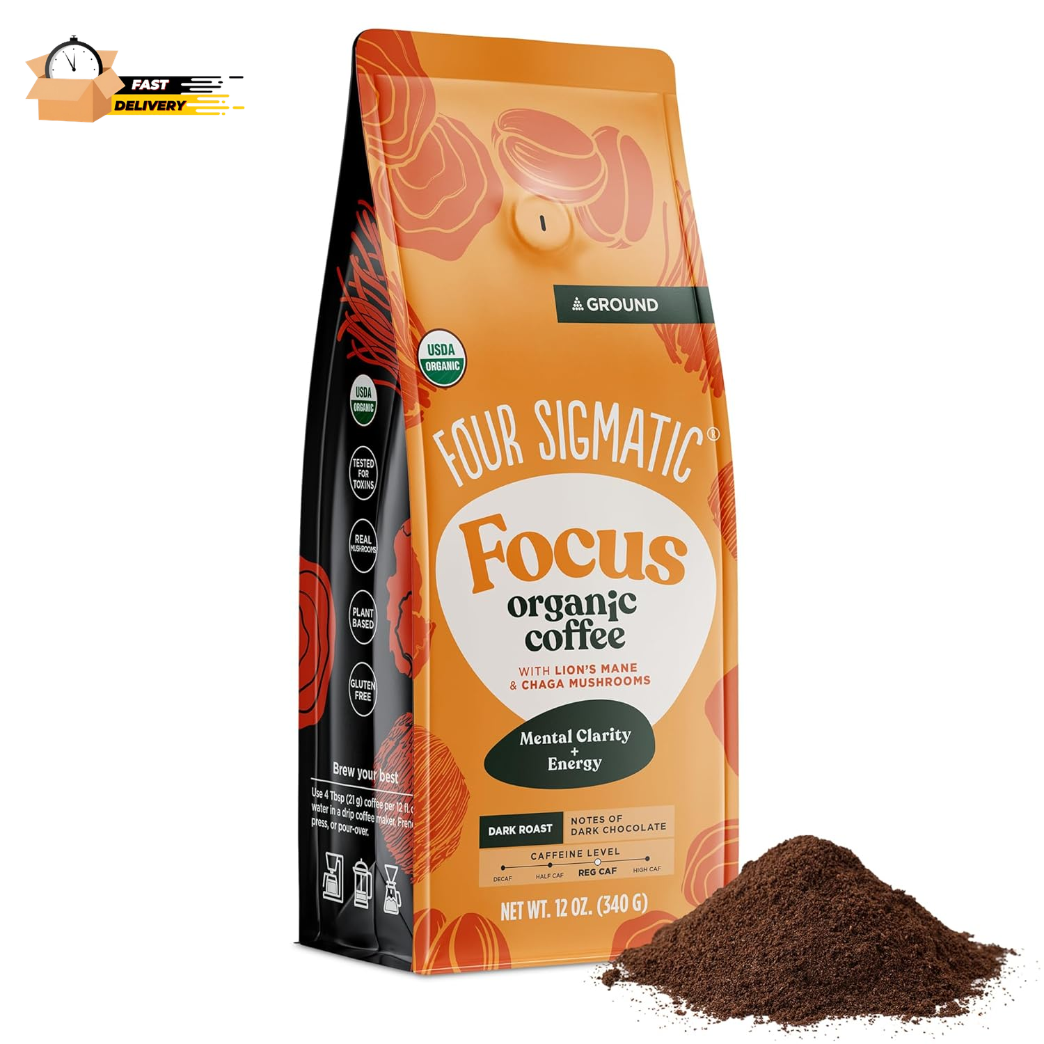 Organic Lion's Mane Mushroom Coffee Blend for Focus & Clarity
