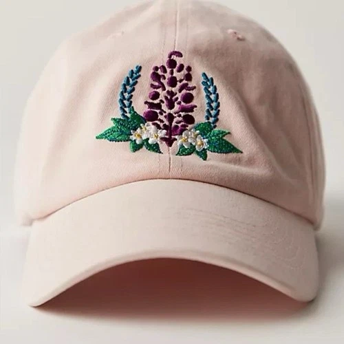 Free People Movement Blooming Buti Baseball Cap in pink with floral embroidery
