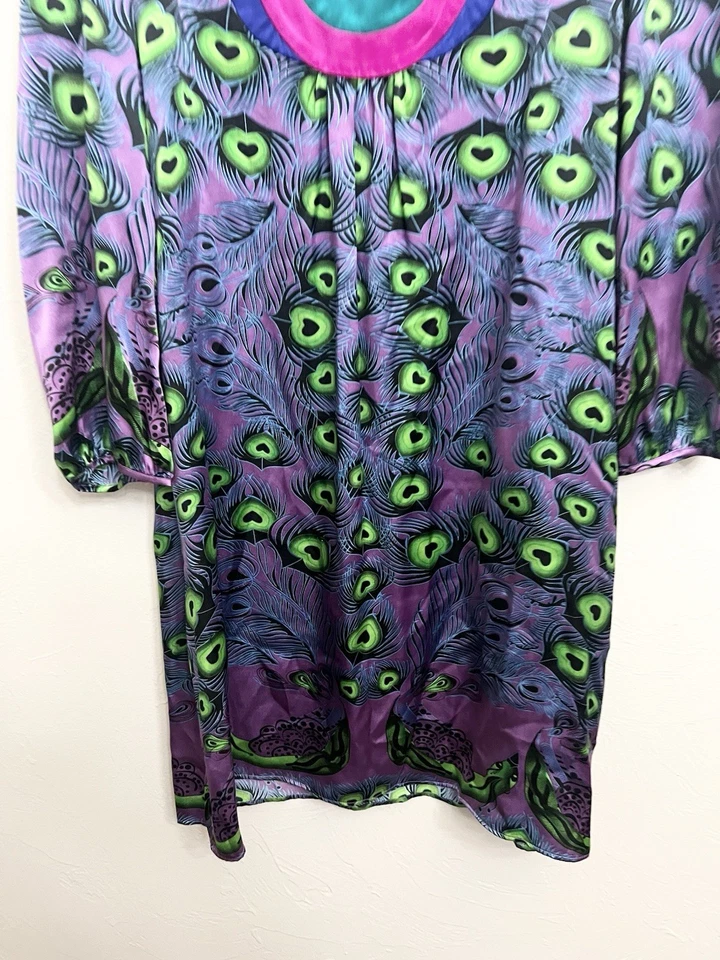 Vestido Custco Barcelona Mujer Púrpura Seda Pavo Real Manga Larga Talla 2 Pequeño $299 Foto 4 de 4