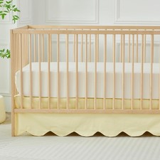 Brandream Scallop Edge Cotton Crib Skirt - Toddler Bedskirt Nursery