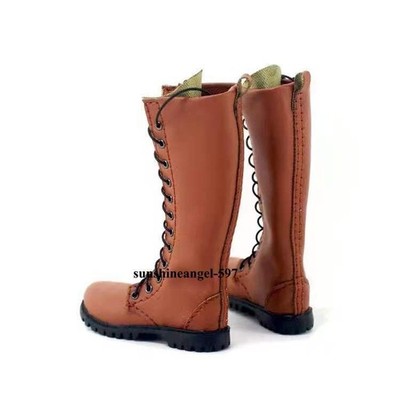 1/6 Female Brown Solid Leather Long Boots Model For 12''PH TBL HOT Figure Body