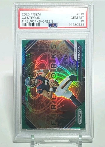 CJ Stroud RC GREEN FIREWORKS PSA GEM MINT 10 2023 Panini Prizm #F10