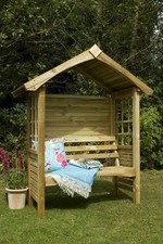 Wooden 6x2 Garden Arbour Bench Seat Cadiz Trellis Side Solid Roof Free Delivery