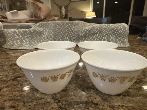 Set Of 4 Vintage Corning Pyrex Corelle Tableware Butterfly Gold Sugar Bowl