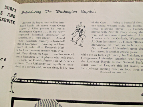 1946-47 Washington Capitols vs. Cleveland Rebels Scorebook Red Auerbach Coach - Picture 3 of 6