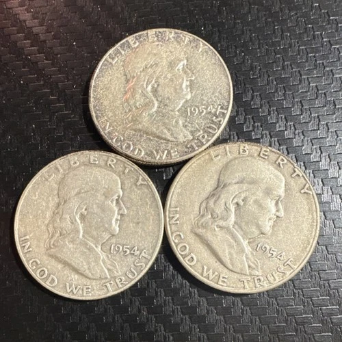 1954 P, D, & S Franklin Half Dollar 90% Silver