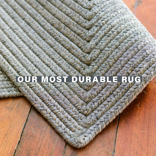 Slate Grey Small Braided Rug 20"x30" - Rectangle, Indoor Outdoor Washable - C... - Picture 2 of 8