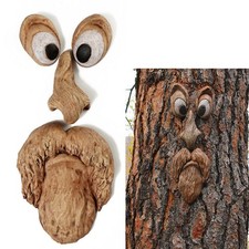 1PC Old Man Face Tree Sculpture for Outdoor Garden Decor and Yard Display