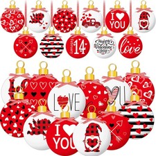 2D 16PCS Valentine's Day Wood Ornaments Valentines Ornaments Tree Decorations...