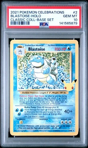 2021 POKEMON CELEBRATIONS CLASSIC COLLECTION #2 BLASTOISE-HOLO PSA 10
