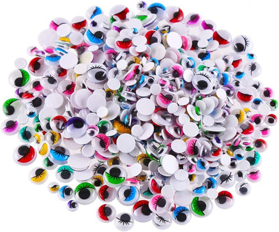 500 Pieces 6-12 Mm Wiggle Eyes Multi Color Googly Eyes with Self Adhesive Eyelas