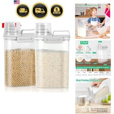 Rice Storage Container 2 Pack, Plastic Kitchen Pantry Food Storage Container ...