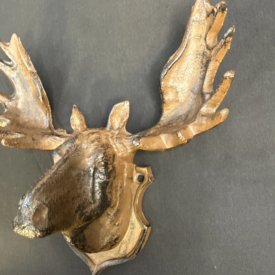 Arte colgante de pared vintage de hierro/metal con cabeza de alce Foto 3 de 4