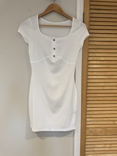 SHEIN White Ribbed Henley Mini Dress Size M