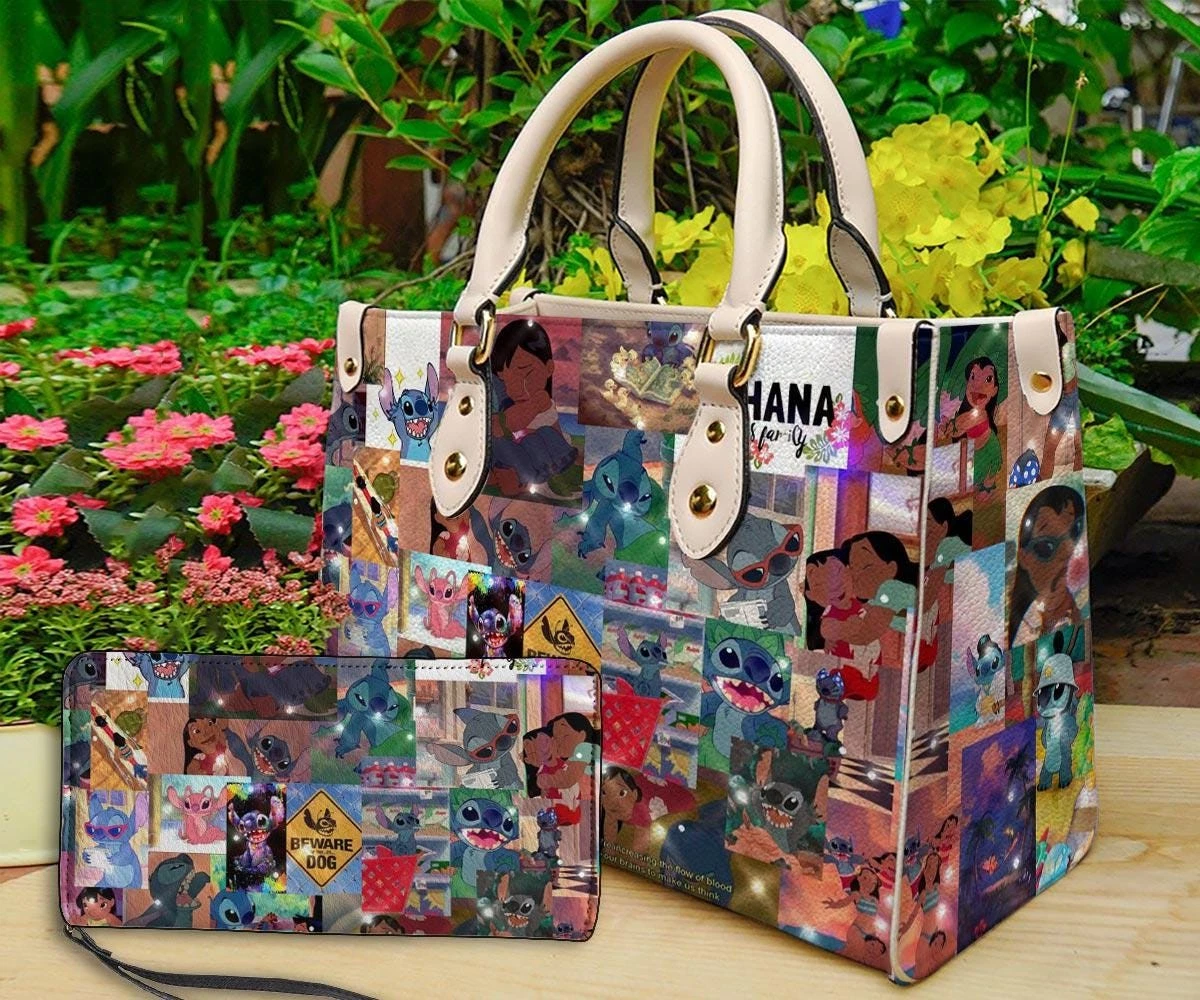 Personalized Stitch Ohana Leather Handbag, Stitch Handbag, Shoulder Bag