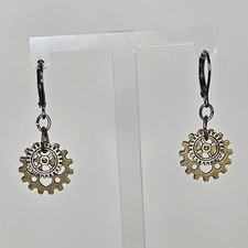 STEAMPUNK GEAR CHARM EARRINGS